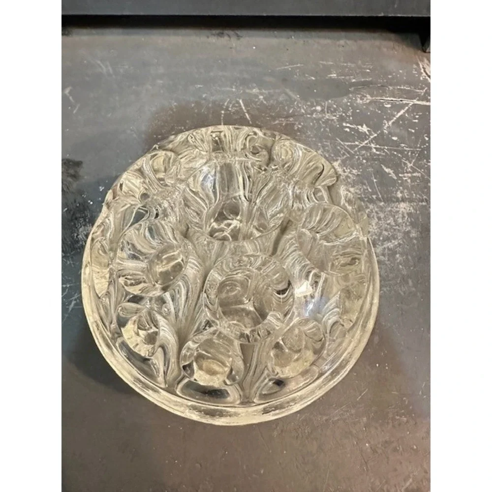 Vintage Clear Pressed Glass Flower Frog Dome 7‎ Hole Floral Arranger 3.5 Inch